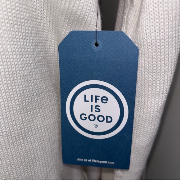 Life Is Good NEW Strawberry embroidered sweater long sleeve roll hem size Medium - Picture 7 of 11